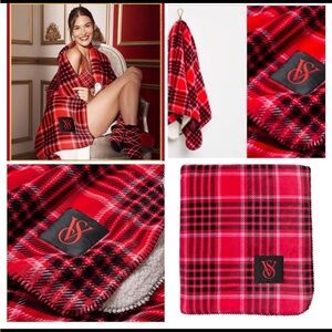 Victoria's Secret Red and Black Plaid Throw